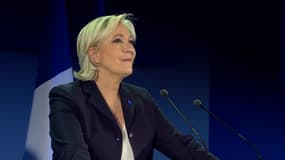 Marine Le Pen dimanche 23 avril après l'annonce de sa qualification au second tour de la présidentielle. 