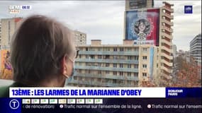 Paris 13ème: détournée, la Marianne d'Obey pleure du sang 
