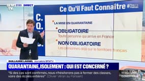 Pour qui la mise en quarantaine ou l'isolement sera obligatoire ?