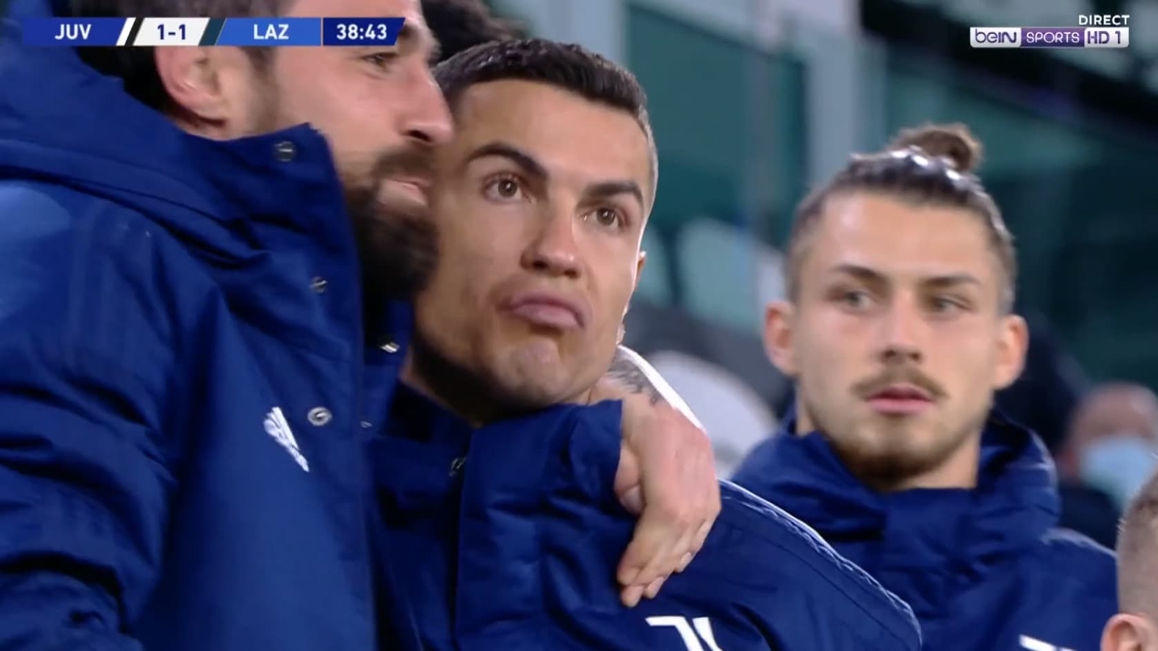 Cristiano Ronaldo après le but de Rabiot Cristiano Ronaldo après le but de Rabiot