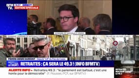 Pierre-Henri Dumont (LR) sur le 49.3 à l'Assemblée: "Si ça doit passer par une motion de censure, ça passera par une motion de censure"