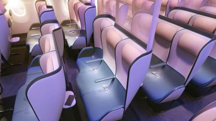 En classe économique, les sièges arborent des parois en plastique de séparation et la configuration des sièges en quinconce maximise la sensation d'espace personnel. En classe économique, les sièges arborent des parois en plastique de séparation et la configuration des sièges en quinconce maximise la sensation d'espace personnel.