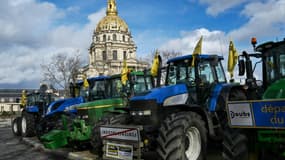 Manifestation d'agriculteurs de la Coordination rurale place Vauban, à Paris, le 23 février 2024