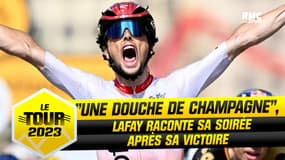 Tour de France : "J'ai eu une douche de champagne" s'amuse Lafay