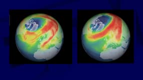 Images de la couche d'ozone sur le pôle Nord entre le 9 mars et le 1er avril - Agence Spatiale Européenne 