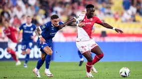 Jonathan Clauss et Folarin Balogun lors de Monaco-OM, le 30 septembre 2023.