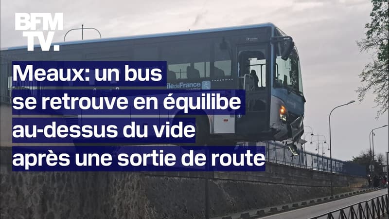 Meaux: un bus fait se retrouve en équilibre au-dessus du vide après une sortie de route