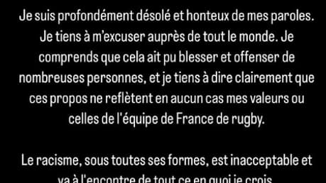 Les excuses de Melvyn Jaminet. Les excuses de Melvyn Jaminet.