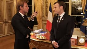 Laurent Delahousse et Emmanuel Macron.
