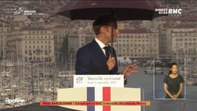 "On se serait cru sous Hollande": pluie, panne de micro... dans les coulisses du discours de Macron à Marseille