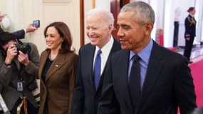 Kamala Harris, Joe Biden et Barack Obama à la Maison Blanche à Washington, DC, le 5 avril 2022.