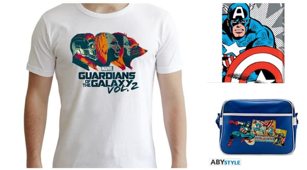 Le T-Shirt "Les Gardiens de la Galaxie", la toile pop-art et la besace "Captain America"