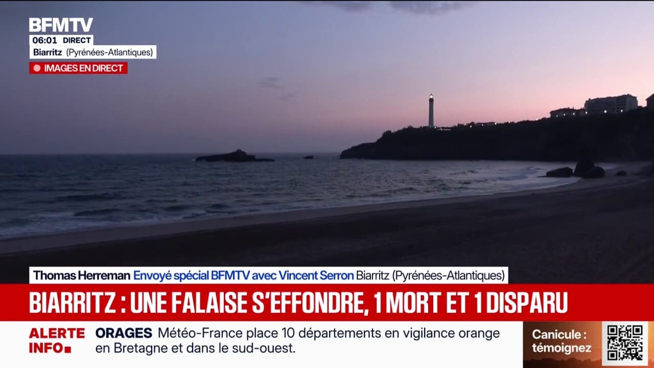 Biarritz: un corps féminin retrouvé après l'effondrement d'un pan de falaise, un autre plongeur recherché
