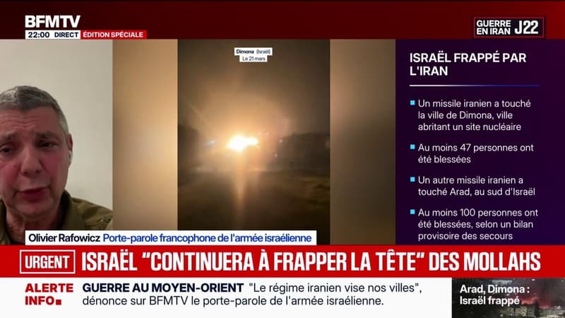Frappe iranienne sur la ville d'Arad au sud d'Israël: "Le bilan risque d'être lourd", déclare Olivier Rafowicz, porte-parole francophone de l'armée israélienne