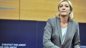 Marine Le Pen après une conférence de presse au Parlement européen, en 2011.