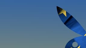 Le logo de Playboy superposé au drapeau de l'UE