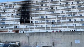 Un immeuble incendié au parc Kalliste à Marseille le 30 janvier 2024.