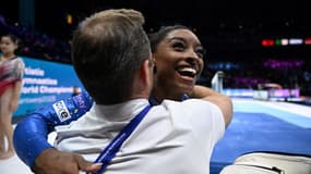 La joie de l'Américaine Simone Biles, championne du monde au concours général de gymnastique