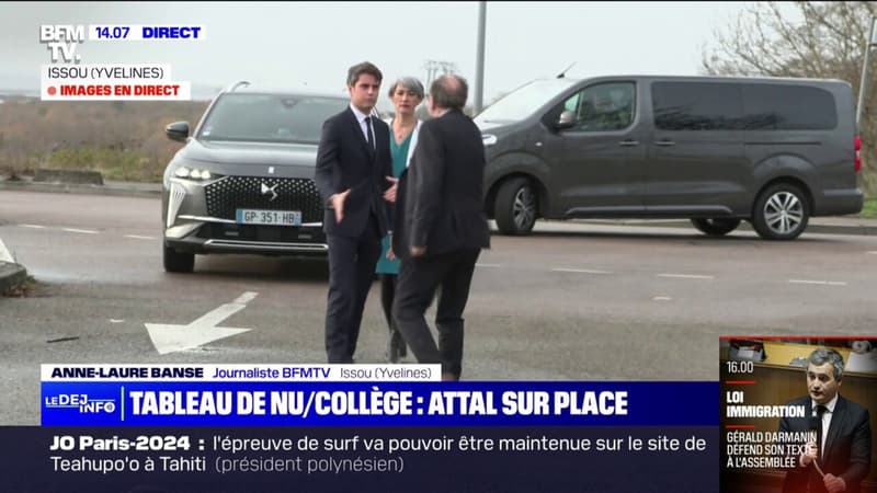 Issou: Gabriel Attal, ministre de l'Éducation nationale, est arrivé au collège Jacques Cartier pour s'entretenir avec les enseignants