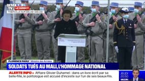 "Vous êtes tombés pour la France, en vous battant pour elle, jusqu'au dernier souffle": Florence Parly, ministre des Armées, rend hommage aux trois soldats du 1er régiment de chasseurs morts au Mali