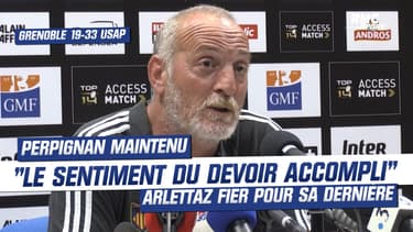 Grenoble 19-33 USAP : "Le sentiment du devoir accompli" Arlettaz fier du maintien en TOP 14