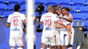 La joie des Lyonnais après la victoire contre Lorient