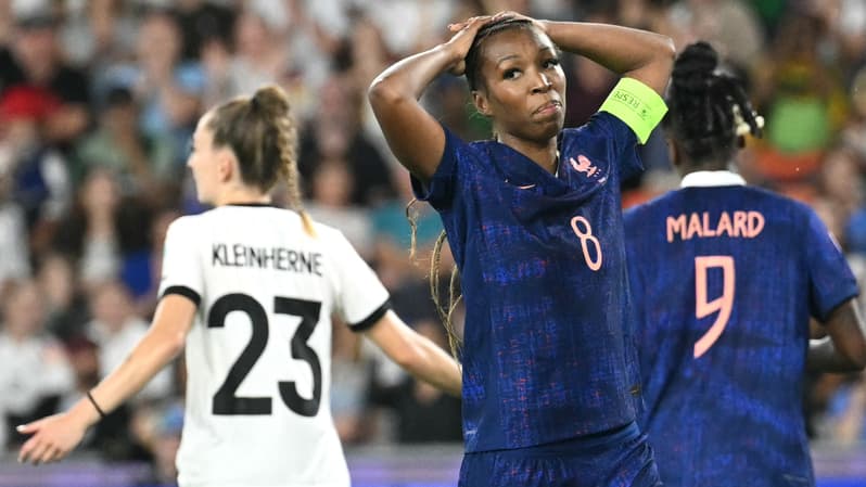 La déception de Grace Geyoro lors du quart de finale France-Allemagne à l'Euro féminin, 19 juillet 2025