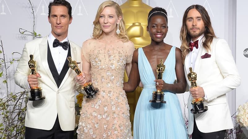 Matthew McConaughey, Cate Blanchett,  Lupita Nyong'o et Jared Leto aux Oscars