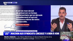 "La mode est au bras d'honneur du côté de l'exécutif": Frédéric Souillot (FO) réagit à la réponse d'Emmanuel Macron au courrier de l'intersyndicale