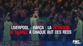 Liverpool - Barça : la détresse de Suarez à chaque but des Reds