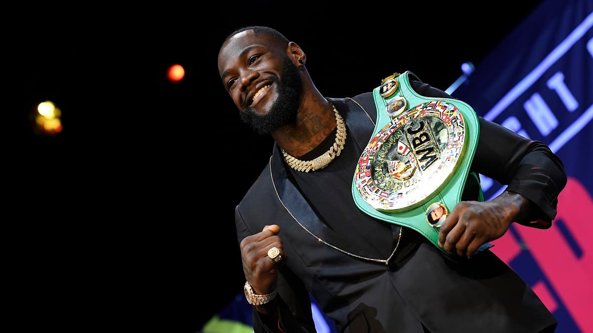 Deontay Wilder et sa ceinture de champion WBC des lourds