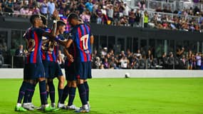 La joie de Raphinha après son but en amical avec le Barça