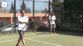 Sébastien Squillaci et Gaël Givet en plein match de padel