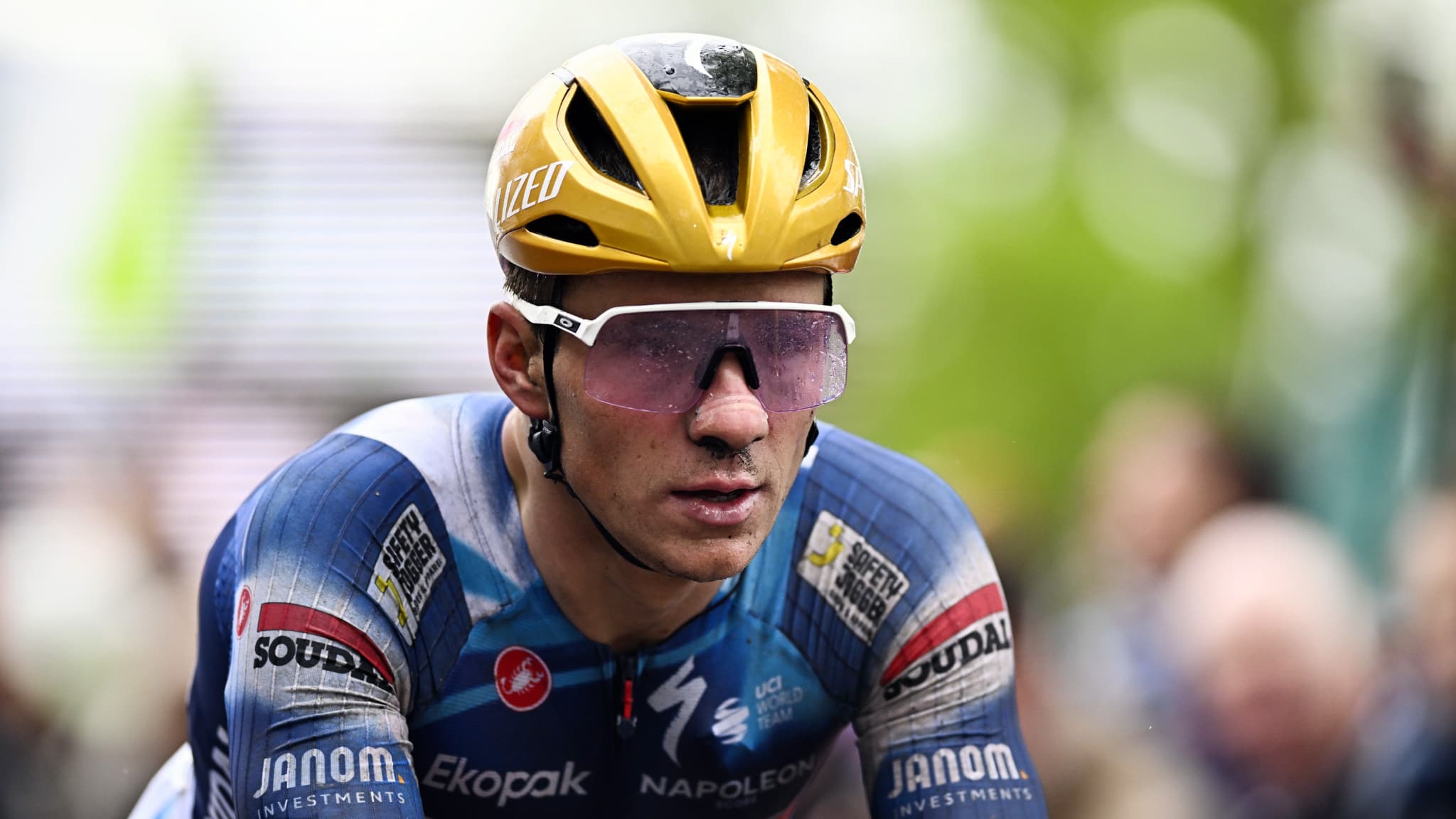 Remco Evenepoel à l'arrivée de la Flèche Wallonne, le 23/04/2025