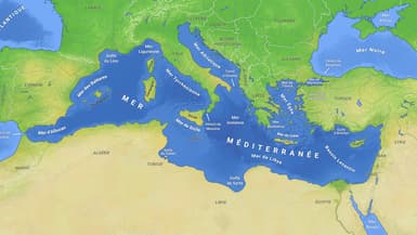 Carte d'illustration du bassin méditerranéen 