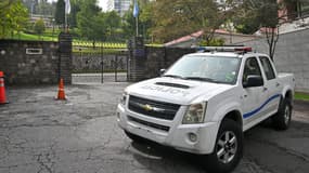 Une voiture de police à Quito, capitale de l'Equateur, en mars 2023