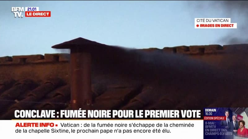 Conclave: une fumée noire sort de la cheminée pour le premier tour du scrutin