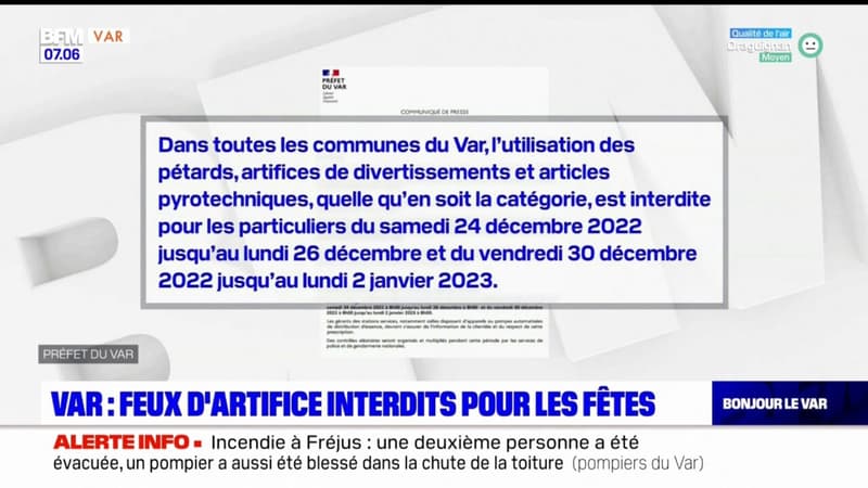 Var: les feux d'artifices interdits dans le département pour les fêtes de fin d'année