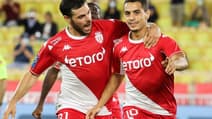 Les duettistes Wissam Ben Yedder (d) et Kevin Volland, en vue contre Saint-Etienne à Louis II, le 22 septembre 2021, connaît une baisse de régime en attaque