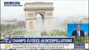 "On a récupéré des marteaux." Laurent Nunez évoque l'interpellation d'individus "extrêmement violents" aux abords des Champs-Élysées