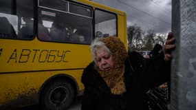 Un bus arrivant de Marioupol à Zaporijjia, en Ukraine le 21 avril 2022