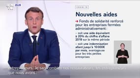 Emmanuel Macron: "Les restaurants, bars, salles de sport et discothèques se verront verser 20% de leur chiffre d'affaire de 2019"