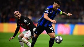Théo Hernandez et Lautaro Martinez lors de la demi-finale retour de la Ligue des champions, le 16 mai 2023.