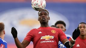 Le milieu de terrain français de Manchester United, Paul Pogba, lors du quart de finale de la Coupe d'Angleterre contre Leicester, le 21 mars 2021 au King Power Stadium à Leicester