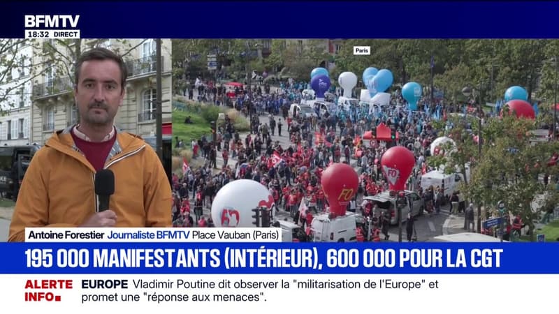 Grève du 2 octobre: la CGT annonce "près de 600.000" manifestants en France, 195.000 selon le ministère de l'Intérieur