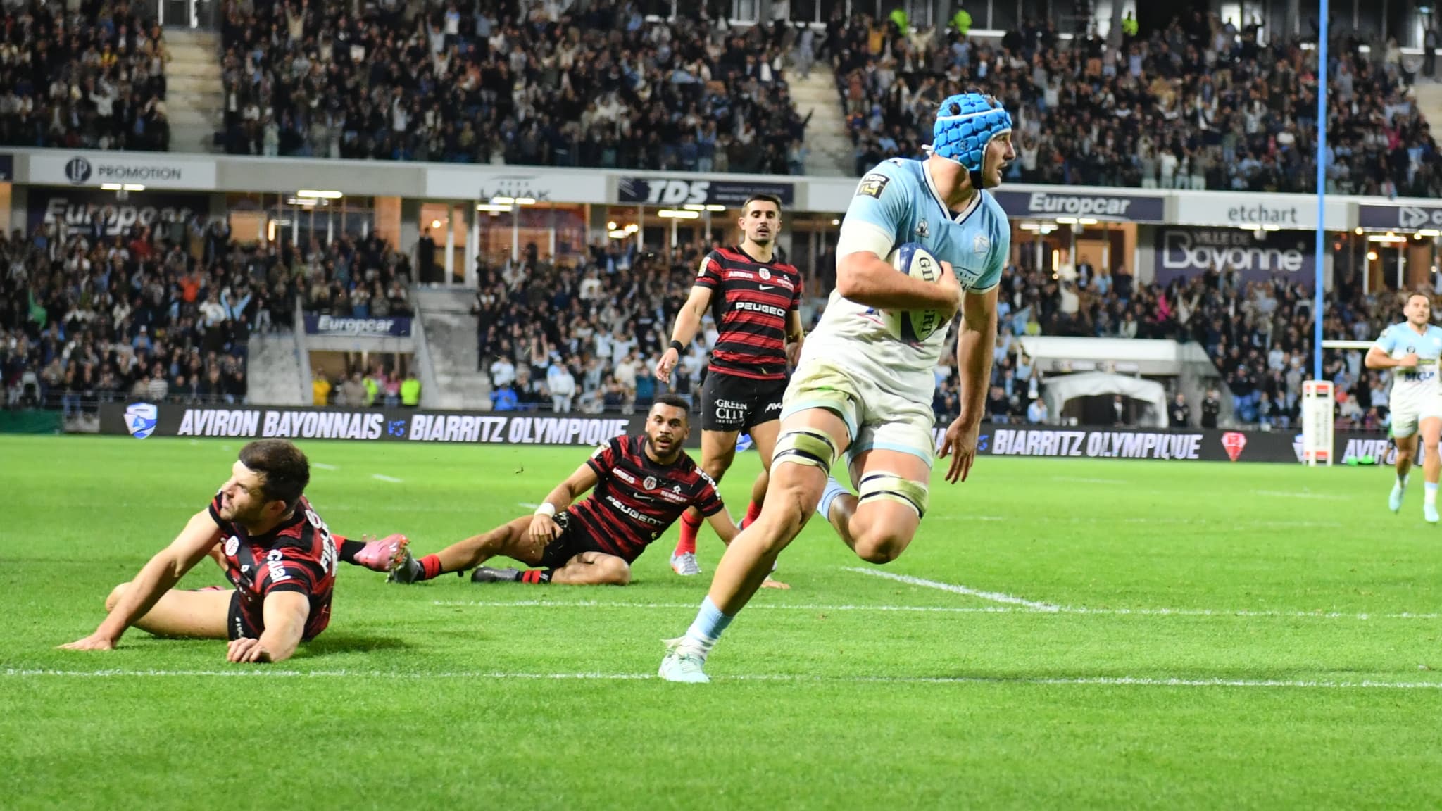 Le troisième ligne de Bayonne Esteban Capilla lors du choc face aux Toulousains en Top 14, 5 octobre 2025