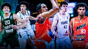 Joan Beringer, Nolan Traoré, Noa Essengue, Maxime Raynaud et Noah Penda, les cinq Français attendus à la draft NBA 2025
