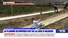 La descente de la flamme olympique en luge d'été à Valberg