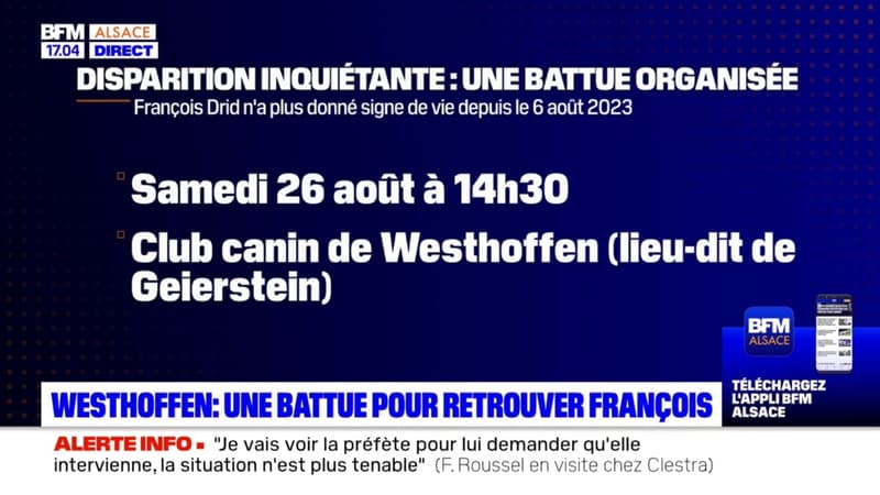 Westhoffen: une battue organisée samedi pour retrouver François, disparu depuis le 6 août