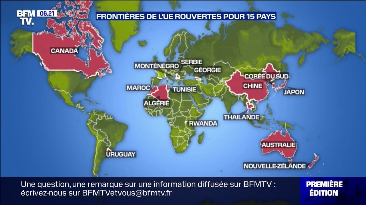 L'Union européenne rouvre ses frontières à ces 15 pays dès ce mercredi